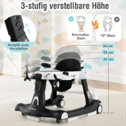 6 in 1 Lauflernhilfe mit Verstellbarer Höhe & Geschwindigkeit Klappbarer Lauflernwagen