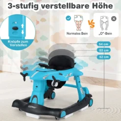 6 in 1 Lauflernhilfe mit Verstellbarer Höhe & Geschwindigkeit Klappbarer Lauflernwagen