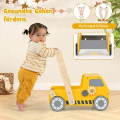2-in-1 Lauflernwagen Holz Lauflernhilfe mit Multi-Aktivitätszentrum Baby Walker Laufwagen