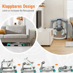 2 in 1 Lauflernwagen Klappbarer Lauflernwage Schwarz/Grün/Grau/Orange/Schwarz+ Weiß