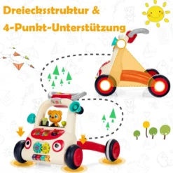2 in 1 Lauflernwagen Lauflernwagen für Kinder Baby Walker 56 x 46 x 42 cm Bunt