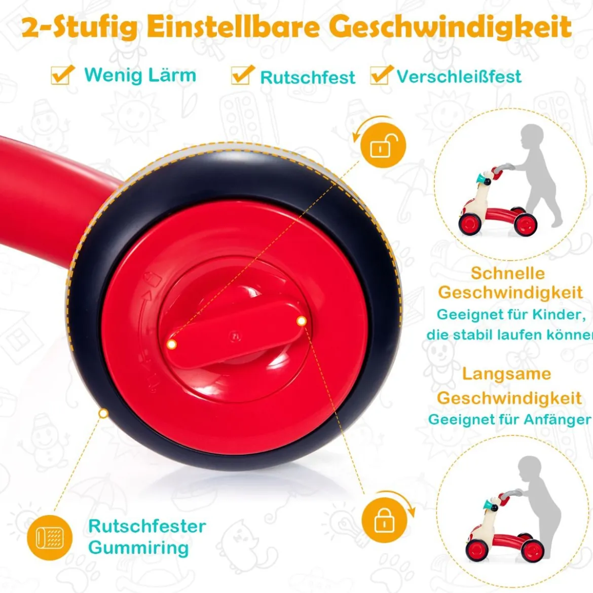 2 in 1 Lauflernwagen Lauflernwagen für Kinder Baby Walker 56 x 46 x 42 cm Bunt