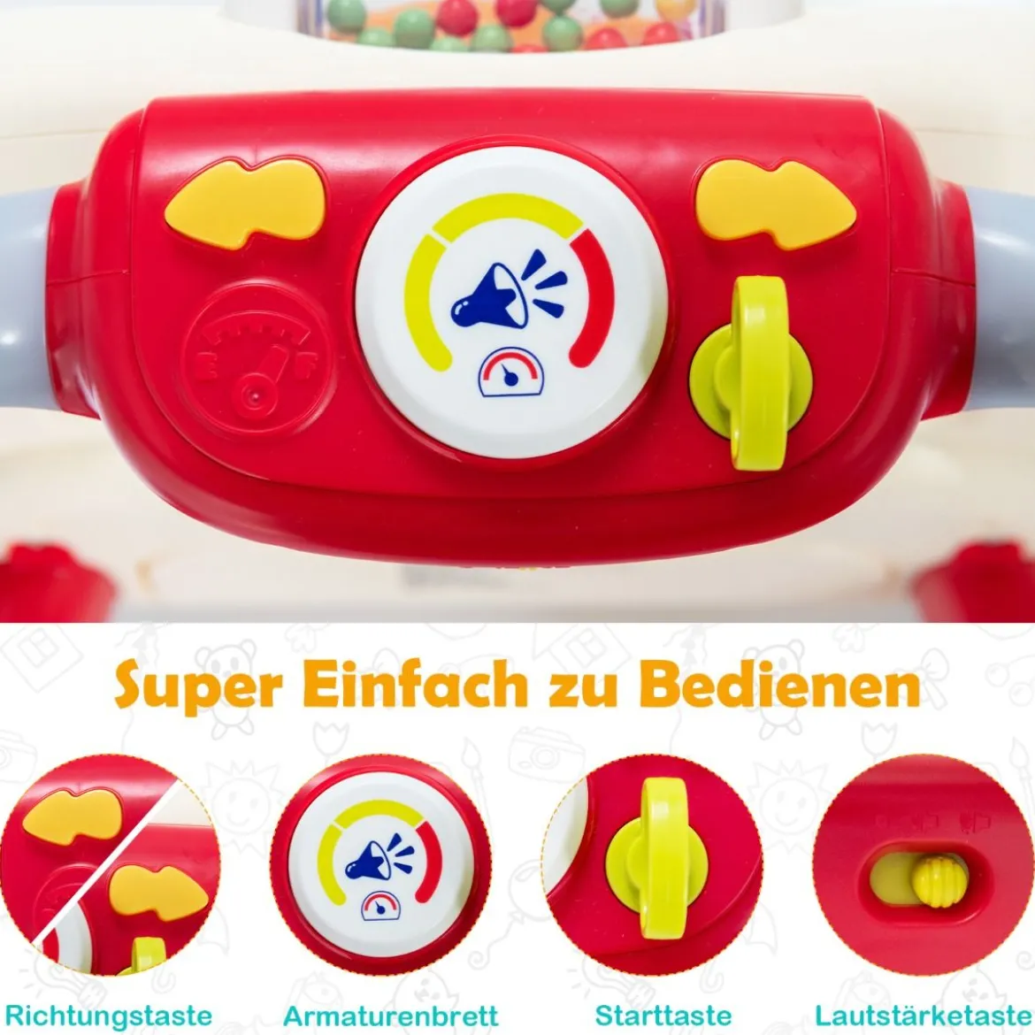 2 in 1 Lauflernwagen Lauflernwagen für Kinder Baby Walker 56 x 46 x 42 cm Bunt