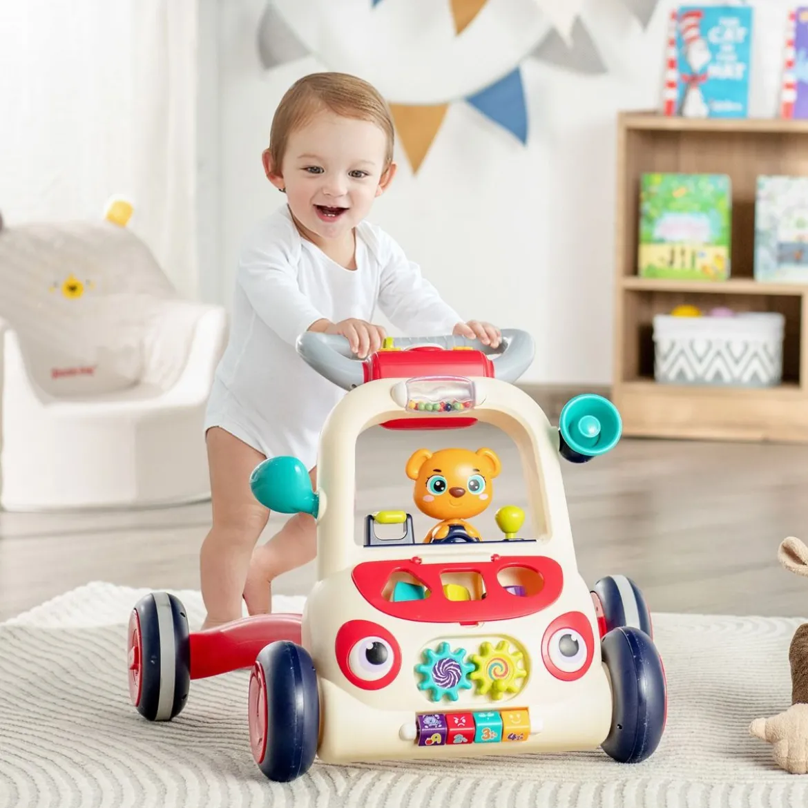 2 in 1 Lauflernwagen Lauflernwagen für Kinder Baby Walker 56 x 46 x 42 cm Bunt
