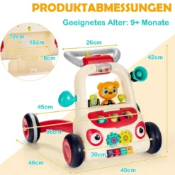 2 in 1 Lauflernwagen Lauflernwagen für Kinder Baby Walker 56 x 46 x 42 cm Bunt