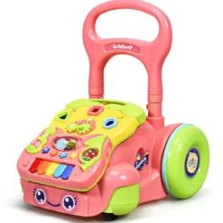 2 in 1 Lauflernwagen mit Lichtern und Musik Baby-Lauflernhilfe 35,5 x 43 x 46-53 cm Bunt