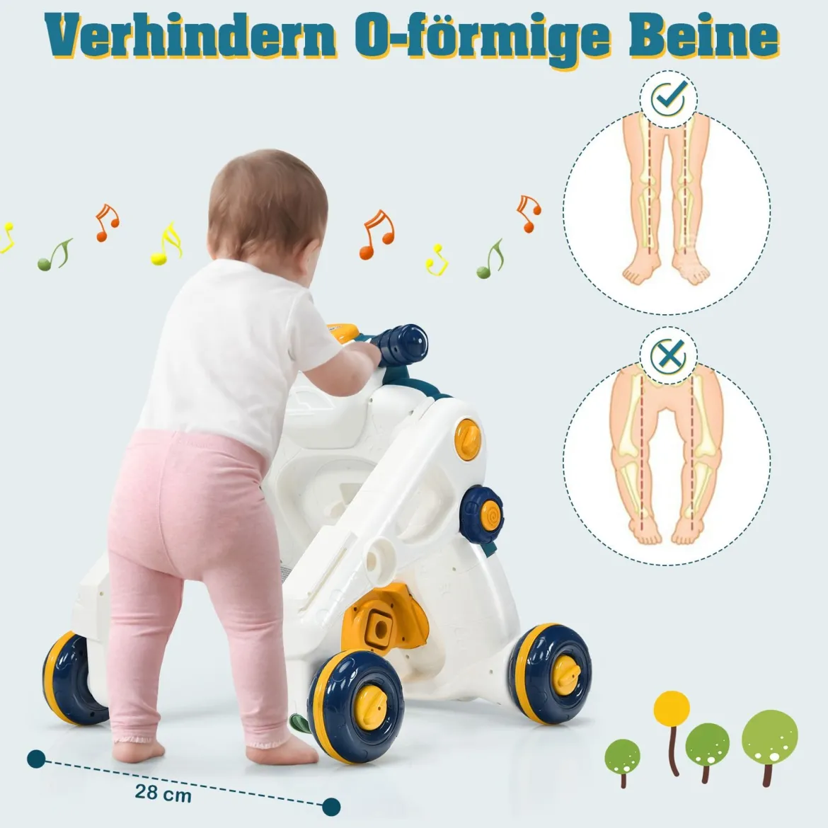3 in 1 Lauflernwagen mit Lichtern & Musik LauflernhilfeRutschauto Spielbrett