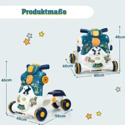3 in 1 Lauflernwagen mit Lichtern & Musik LauflernhilfeRutschauto Spielbrett