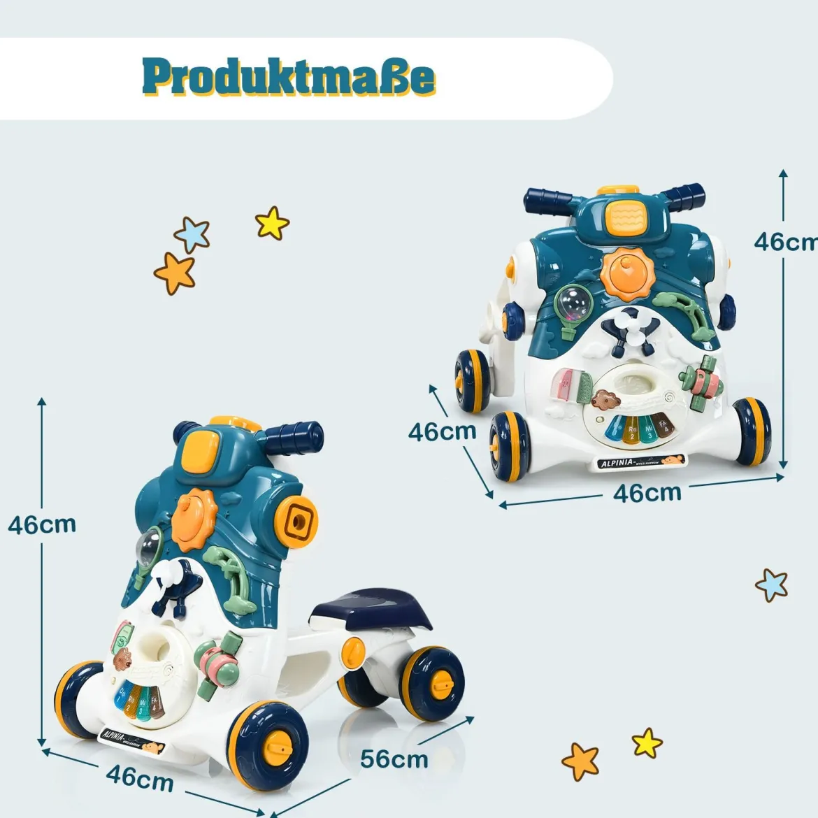 3 in 1 Lauflernwagen mit Lichtern & Musik LauflernhilfeRutschauto Spielbrett