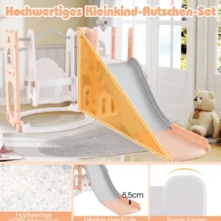 7 in 1 L-förmiges Kleinkind-Schaukel- und Rutschset freistehendes Kinderrutsch-Set mit Schaukel Rosa