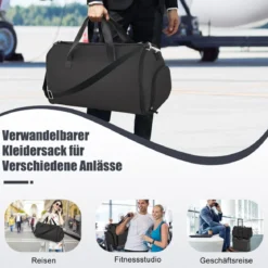 2-in-1 50L Handgepäcktasche & Kleiderhängetasche mit Schuhfach & Verstellbarem Schultergurt