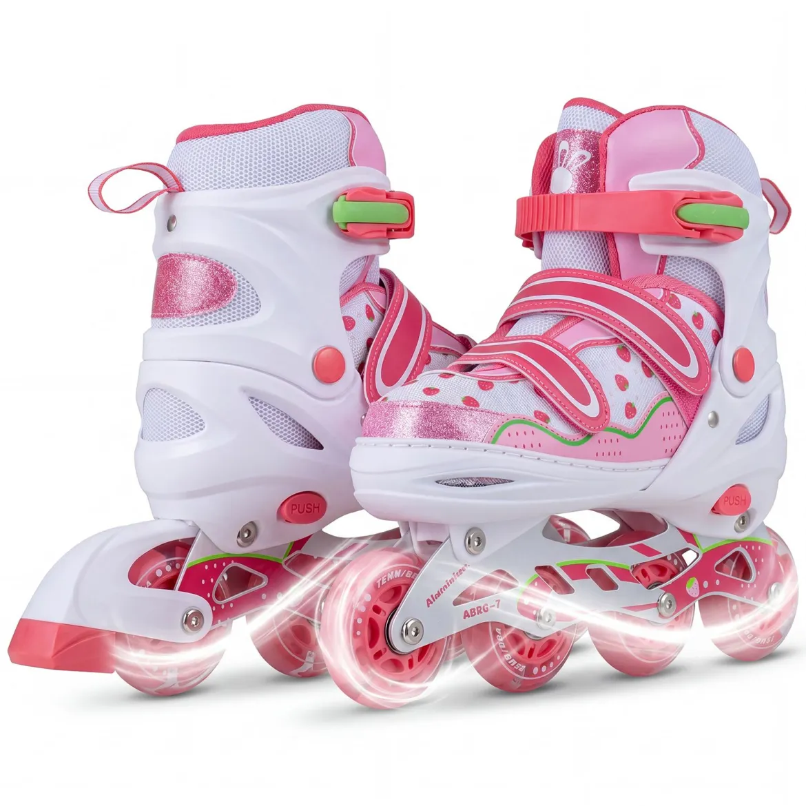 Inline Skates Kinder 4 Größen Verstellbare Inline-Skates mit leuchtenden Rädern Rosa S/M/L