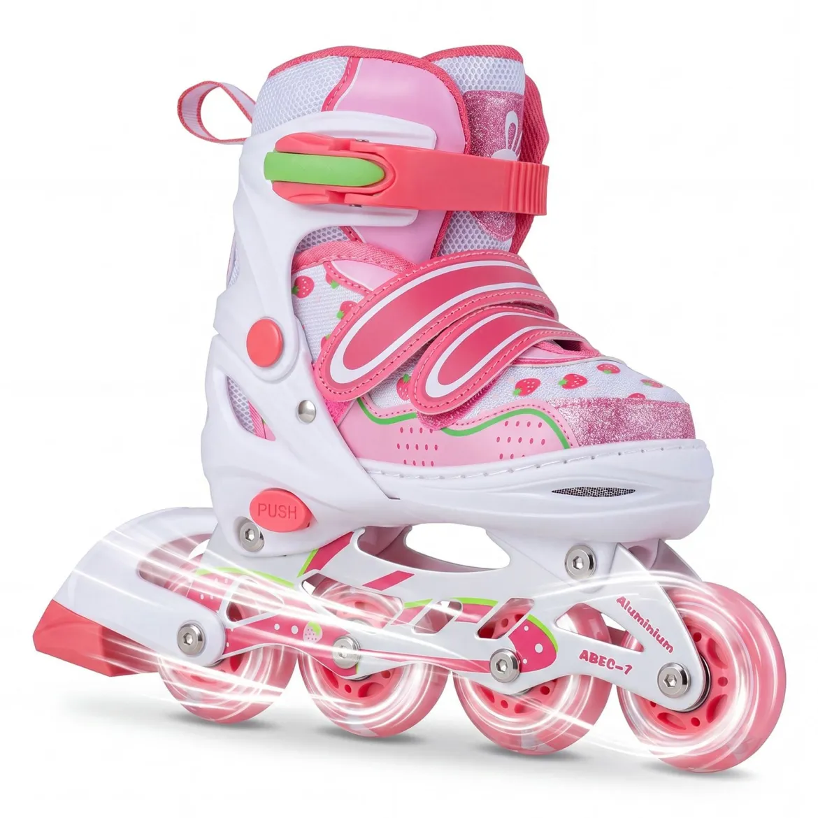 Inline Skates Kinder 4 Größen Verstellbare Inline-Skates mit leuchtenden Rädern Rosa S/M/L