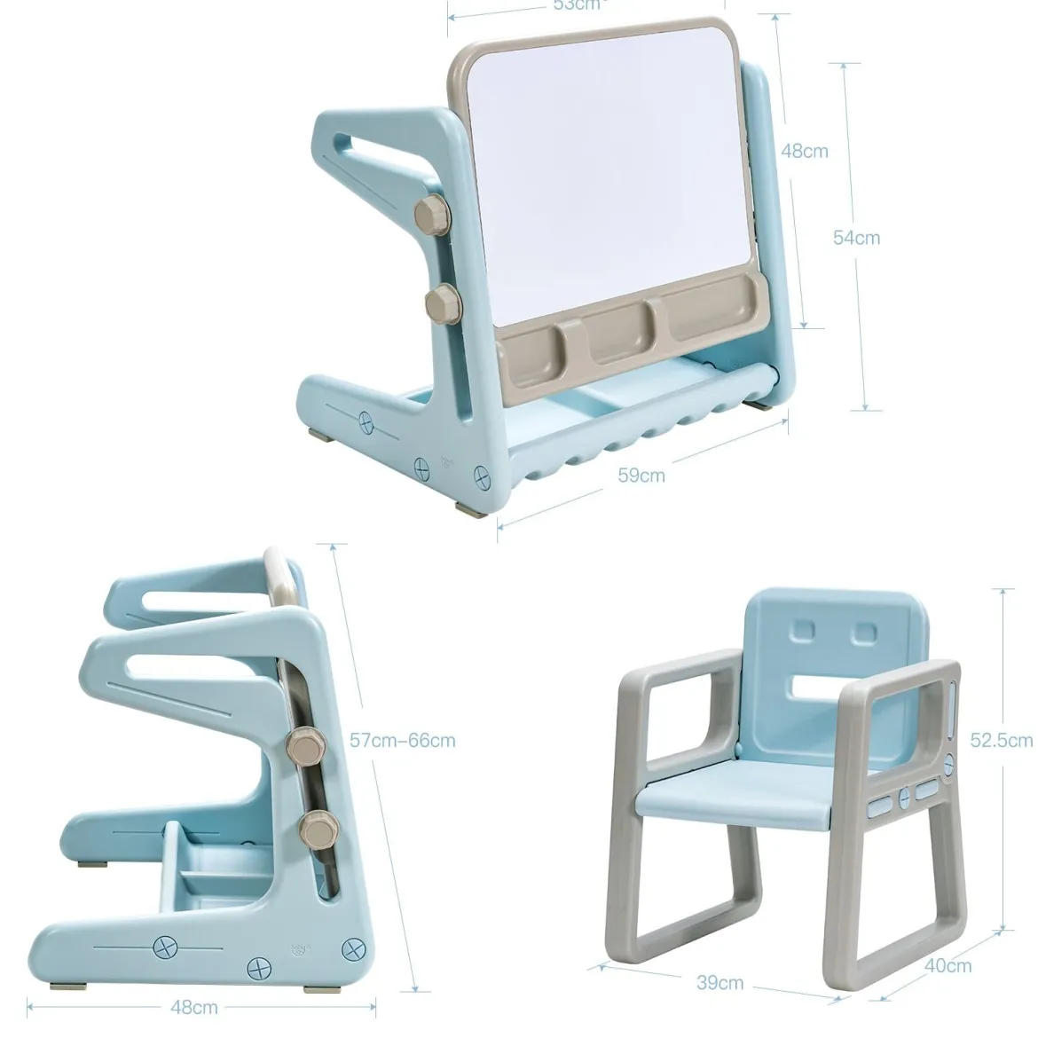 2 in 1 Magnetische Maltafel Kinderschreibtisch mit höhen- und neigungsverstellbarer Tischplatte Blau