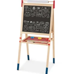 3-in-1 Maltafel für Kinder Doppelseitige Standtafel mit Whiteboard Natur