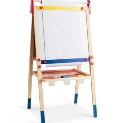 3-in-1 Maltafel für Kinder Doppelseitige Standtafel mit Whiteboard Natur