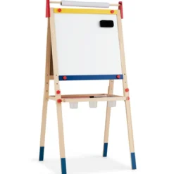 3-in-1 Maltafel für Kinder Doppelseitige Standtafel mit Whiteboard Natur