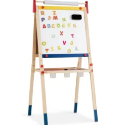 3-in-1 Maltafel für Kinder Doppelseitige Standtafel mit Whiteboard Natur