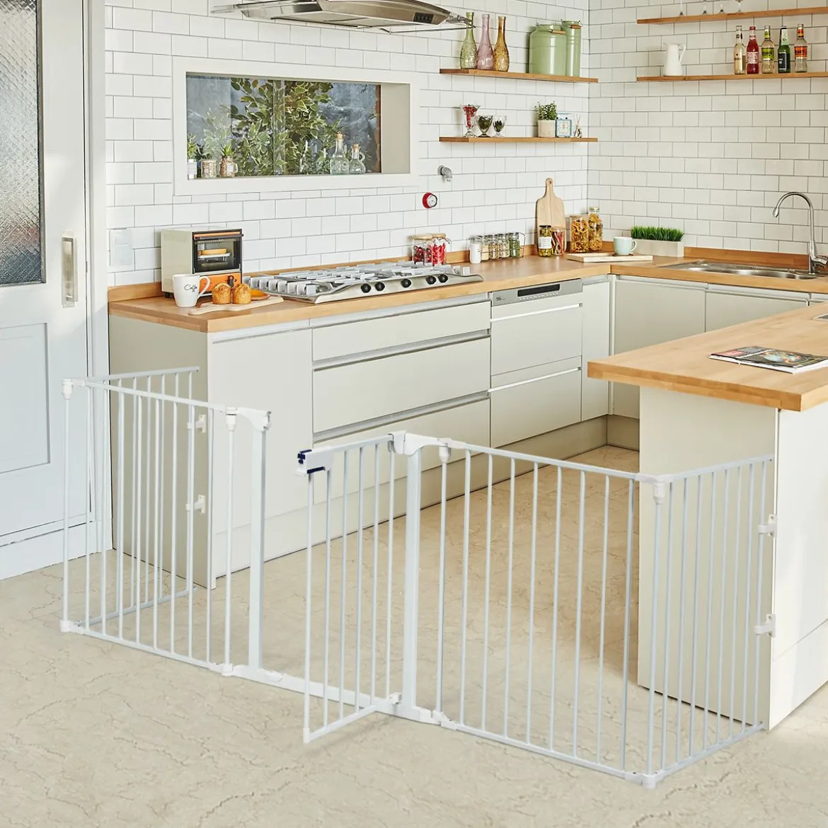 5-in-1 Metall-Laufstall Laufstall Sicherheitsabsperrung 58 x 74 cm Weiß