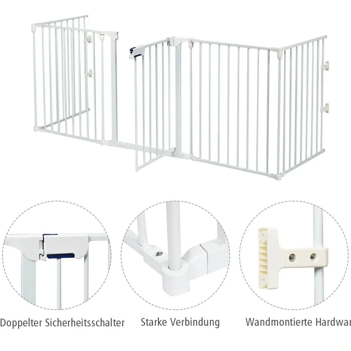 5-in-1 Metall-Laufstall Laufstall Sicherheitsabsperrung 58 x 74 cm Weiß