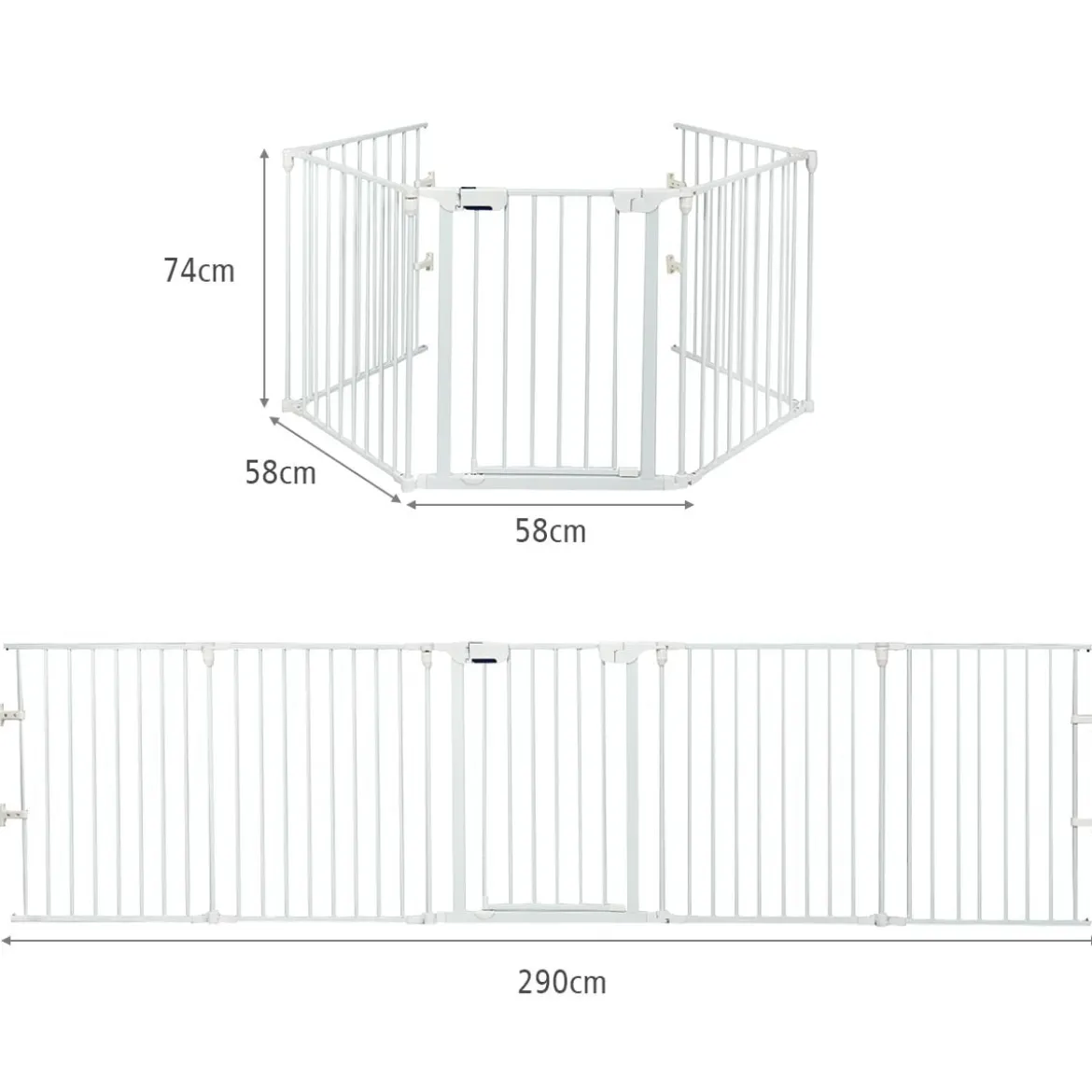 5-in-1 Metall-Laufstall Laufstall Sicherheitsabsperrung 58 x 74 cm Weiß