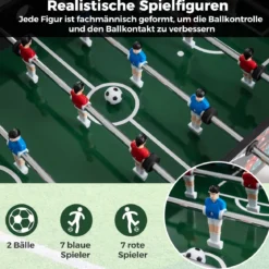 2 in 1 Mini Kickertisch mit abnehmbaren Beinen für Tischplatte Fußballtisch mit 2 Bällen Schwarz