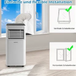 4 in 1 mobile Klimaanlage 9000 BTU Kühlen&Ventilieren&Entfeuchten Klimagerät mit Schwarzem Deckel 16℃-32℃