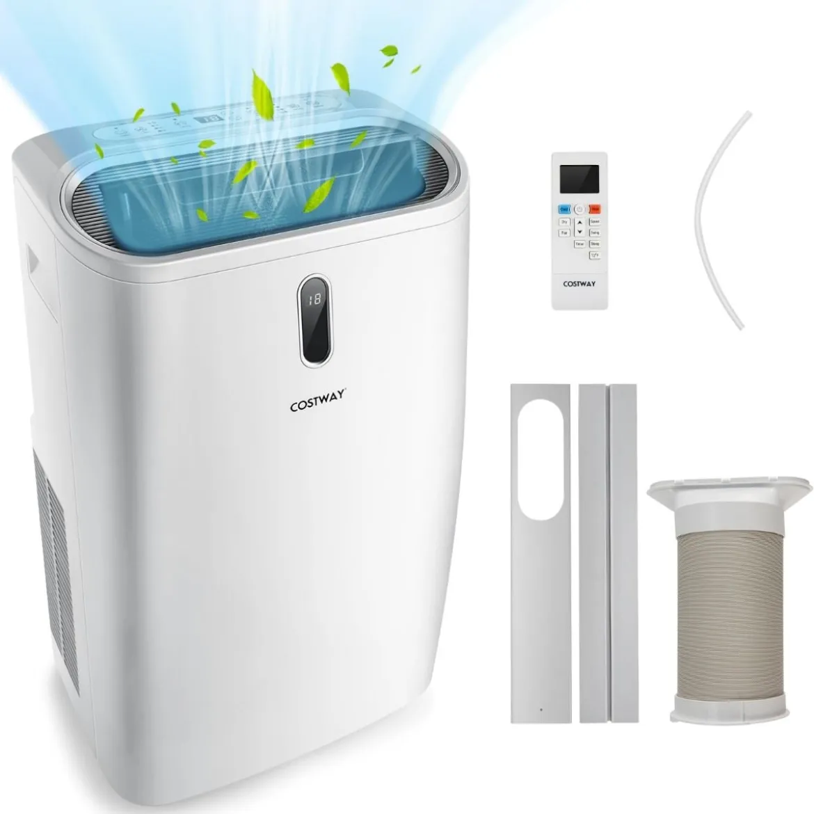 5 in 1 mobile Klimaanlage 16000 BTU Kühl&Ventilator&Entfeucht&Heiz Entfeuchter 16℃-32℃ 44,5 x 39 x 77 cm Weiß