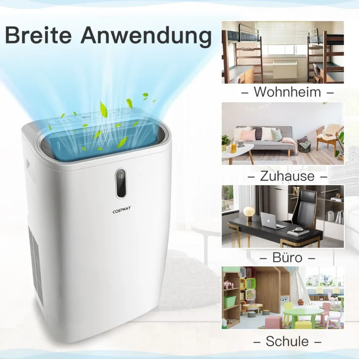 5 in 1 mobile Klimaanlage 16000 BTU Kühl&Ventilator&Entfeucht&Heiz Entfeuchter 16℃-32℃ 44,5 x 39 x 77 cm Weiß