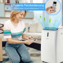 5 in 1 mobile Klimaanlage 16000 BTU Kühl&Ventilator&Entfeucht&Heiz Entfeuchter 16℃-32℃ 44,5 x 39 x 77 cm Weiß