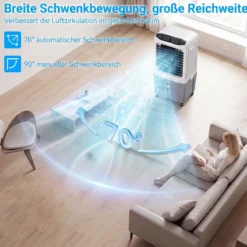 3 in 1 Mobiler Luftkühler & Kühlventilator mit Fernbedienung 26L Wassertank 12H Timer 2 Modi