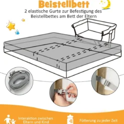 4 in 1 Mobiles Babybett mit Moskitonetz & Matratze & 6 Verstellbaren Höhen Beige