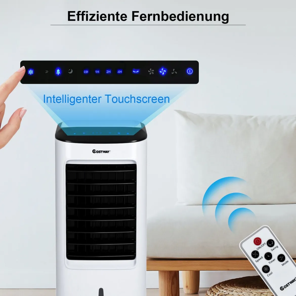 3 in 1 Mobile Ventilator Luftbefeuchter Luftreiniger 65W / 7L Tank / 7,5H Timer / Fernbedienung
