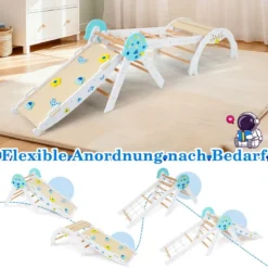9 in 1 Montessori Klettergerüst Set mit Kletterbogen & Kletterseil & Leiter Holz Kletterdreieck Weiß