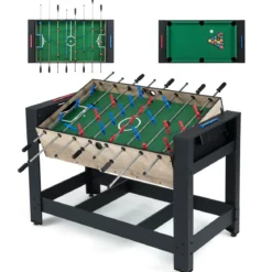 2 in 1 Multi Schwenkbarer Spieltisch mit Tischfußball & Billardtisch Tischkicker Multifunktionstisch