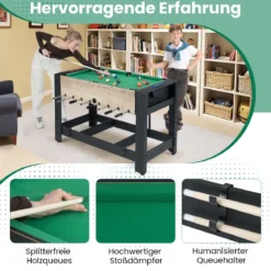2 in 1 Multi Schwenkbarer Spieltisch mit Tischfußball & Billardtisch Tischkicker Multifunktionstisch