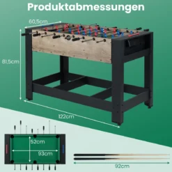 2 in 1 Multi Schwenkbarer Spieltisch mit Tischfußball & Billardtisch Tischkicker Multifunktionstisch