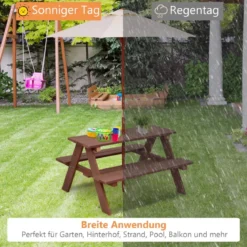 3-in-1 Picknicktisch mit Abnehmbarem Sonnenschirm Kindertische kindersitzgruppe