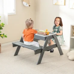 4 in 1 Picknicktisch-Set für Kinder mit 3 Abnehmbaren Behältern für Sand / WasserSpieltisch