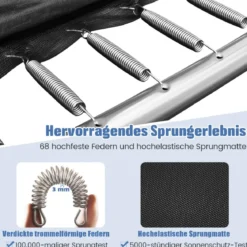 3 in 1 Rechteckiges Trampolin mit Leiter & Basketballkorb & Fußballtor Kindertrampolin Blau