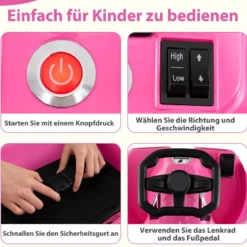 3 in 1 Reinigungs Kinder Elektro Gokart 12V Cleaning Drift Kart mit Abnehmbarem Mopp Rosa