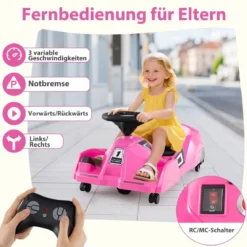 3 in 1 Reinigungs Kinder Elektro Gokart 12V Cleaning Drift Kart mit Abnehmbarem Mopp Rosa