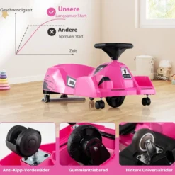 3 in 1 Reinigungs Kinder Elektro Gokart 12V Cleaning Drift Kart mit Abnehmbarem Mopp Rosa
