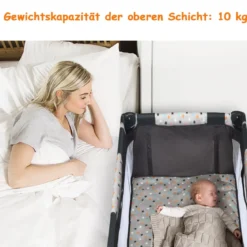 2 in 1 Reisebett & Laufstall Klappbar Kinderbett 125 x 65 x 76 cm Grau