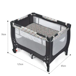 2 in 1 Reisebett & Laufstall Klappbar Kinderbett 125 x 65 x 76 cm Grau