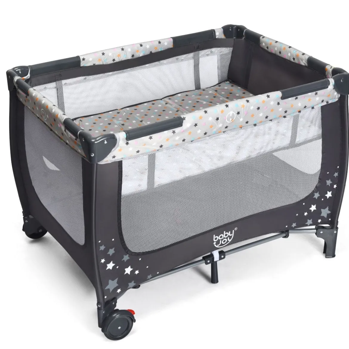 2 in 1 Reisebett & Laufstall Klappbar Kinderbett 125 x 65 x 76 cm Grau
