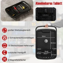 2 in 1 Rollbarer Werkzeugtisch mit Abnehmbarem Fach Höhenverstellbarer Arbeitstisch