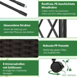 2 in 1 Rosenbogen mit Blumenkasten Gartenbogen aus Metall & PP Spalier Rankbogen Schwarz