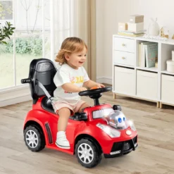 3-in-1 Rutschauto mit Schiebestange Rutschfahrzeug Schiebauto mit Stauraum Rutscher Auto Rot