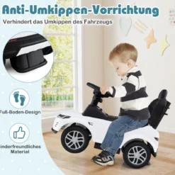 3-in-1 Rutschauto mit Schiebestange Rutschfahrzeug mit Abnehmbarem Griff Rutscher Auto Weiß